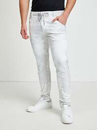 Šedo-biele pánske vzorované slim fit džínsy Diesel Luhic