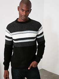 Šedo-čierny pánsky sveter Trendyol