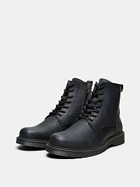 Selected Homme čierne pánske kožené členkové topánky