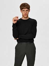 Selected Homme čierne pánsky basic sveter Berg