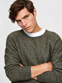 Selected Homme khaki pánsky sveter