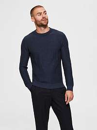 Selected Homme modré basic pánsky sveter
