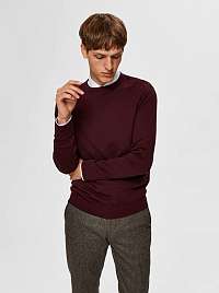 Selected Homme vínové/bordové pánsky basic sveter Berg