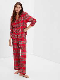 Spodné prádlo - Flanelové kockované pyžamo Červená