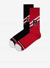 Športové ponožky Casual Logo&Stripes 2Prs Banderole Socks - Black/Red Replay
