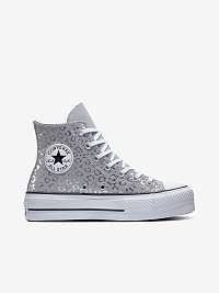 Strieborné dámske členkové tenisky so zvieracím vzorom Converse