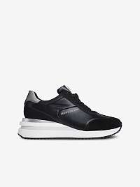 Strieborno-čierne dámske semišové topánky Calvin Klein Wedge Sneaker Laceup
