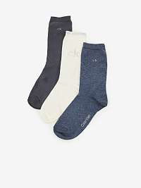 Súprava dámskych ponožiek v modrej, bielej a sivej farbe Calvin Klein