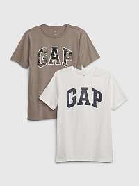 Súprava dvoch chlapčenských tričiek v hnedej a bielej farbe GAP
