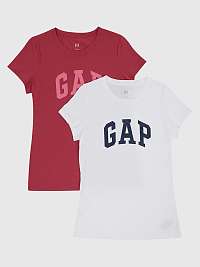 Súprava dvoch dámskych tričiek tmavoružovej a bielej farby GAP