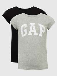 Súprava dvoch dievčenských tričiek v čiernej a sivej farbe GAP