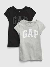 Súprava dvoch dievčenských tričiek v čiernej a svetlosivej farbe GAP