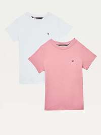 Súprava dvoch dievčenských tričiek v ružovej a bielej farbe Tommy Hilfiger