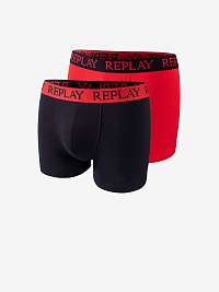 Súprava dvoch pánskych boxeriek v červenej a čiernej farbe Replay