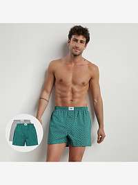 Súprava dvoch pánskych šortiek v sivej a zelenej farbe Dim ECOSMART LOOSE BOXER 2x