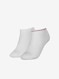 Súprava dvoch párov dámskych rebrovaných ponožiek v bielej farbe Tommy Hilfiger