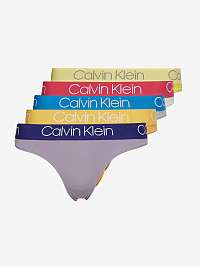 Súprava piatich dámskych nohavičiek v žltej, oranžovej, sivej a fialovej farbe Calvin Klein