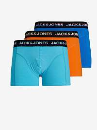 Súprava troch boxeriek v oranžovej a modrej farbe Jack & Jones Cheat Wave