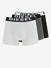 Súprava troch pánskych boxeriek v bielej, sivej a čiernej farbe Diesel