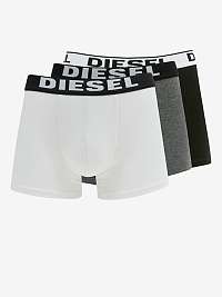 Súprava troch pánskych boxeriek v bielej, sivej a čiernej farbe Diesel