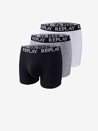 Súprava troch pánskych boxeriek v bielej, sivej a čiernej farbe Replay