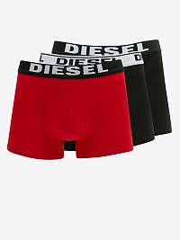 Súprava troch pánskych boxeriek v červenej a čiernej farbe Diesel