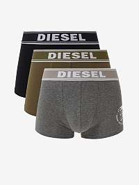 Súprava troch pánskych boxeriek v čiernej, khaki a sivej farbe Diesel