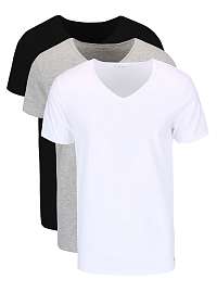 Súprava troch pánskych tričiek v bielej, sivej a čiernej farbe Tommy Hilfiger