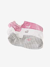 Súprava troch párov dámskych ponožiek v bielej, svetlo šedej a ružovej farbe Roxy