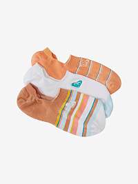Súprava troch párov dámskych ponožiek v oranžovej a bielej farbe Roxy
