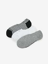 Súprava troch párov ponožiek v čiernej, šedej a bielej farbe Converse
