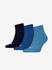 Súprava troch párov ponožiek v modrej farbe Puma