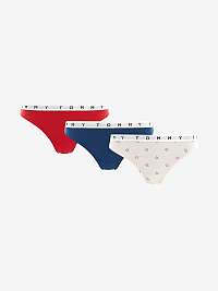 Súprava troch táng v červenej, tmavo modrej a krémovej farbe Tommy Hilfiger