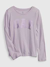 Svetlo fialové dievčenské tričko s dlhým rukávom GAP