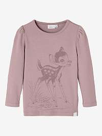 Svetlo fialové dievčenské tričko s dlhým rukávom name it Bambi