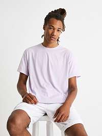 Svetlo fialové jednofarebné bavlnené tričko Celio Cecola