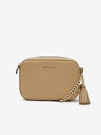 Svetlo hnedá kožená crossbody kabelka Michael Kors Jet Set