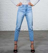 Svetlo modré skrátené straight fit džínsy s vysokým pásom Camaieu