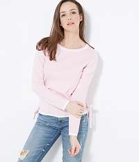 Svetlo ružový ľahký sveter s viazaním na boku Camaieu