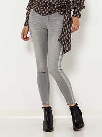Svetlo šedé skrátené skinny fit džínsy s lampasmi Camaieu