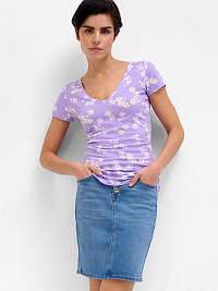 Svetlofialové kvetované tričko ORSAY