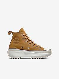Svetlohnedé unisex členkové kožené tenisky na platforme Converse Run Star Hike Water Resistant