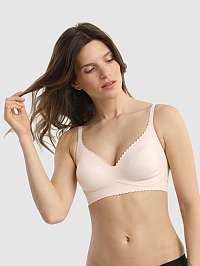 Svetloružová dámska podprsenka s kosticami Dim BODY TOUCH LIBRE PADDED TRIANGLE BRA