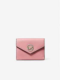 Svetloružová dámska veľká kožená peňaženka Michael Kors Greenwich