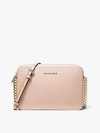 Svetloružová kožená crossbody kabelka Michael Kors Jet Set