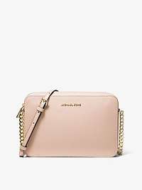 Svetloružová kožená crossbody kabelka Michael Kors Jet Set