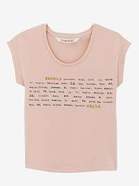 Svetloružové dievčenské tričko s potlačou CAMAIEU
