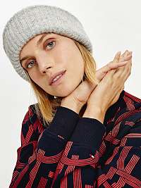 Svetlošedá dámska rebrovaná čiapka s prímesou vlny z alpaky Tommy Hilfiger Effortless Beanie