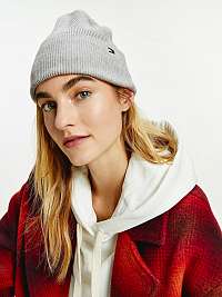 Svetlošedá dámska rebrovaná čiapka Tommy Hilfiger Essential Knit Beanie
