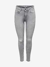 Svetlošedé dámske džínsy skinny fit s roztrhaným efektom ONLY Blush